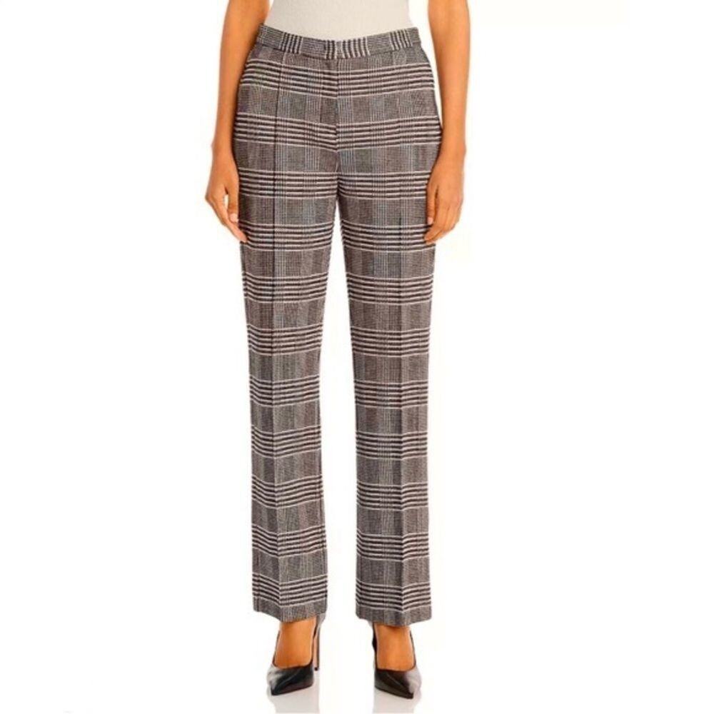 ELIE‎ TAHARI Knit Houndstooth Check Plaid Wide Leg High Rise Pants 6